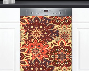 Dishwasher Cover Choose Magnet Or Vinyl Decal Sticker, Mandala Colorful Pattern Design D0832- choose your type from the menu.