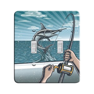 Embossi Printed Maxi Metal Marlin Deep Sea Fishing Plate - Light Switch / Outlet Cover, 1101