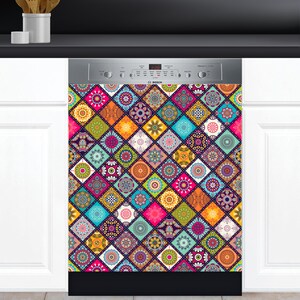 Dishwasher Cover Choose Magnet Or Vinyl Decal Sticker, Mandala Floral Ornamental Design D0834- choose your type from the menu.