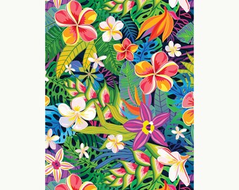 Embossi Printboard - Tropical Flowers Pattern 1841- 12"X20" 1/8" Mdf For Glowforge / Laser Cutting Crafts