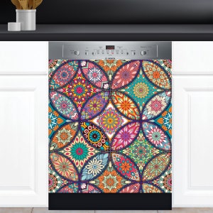Dishwasher Cover Choose Magnet Or Vinyl Decal Sticker, Mandala Colorful Pattern Design D0898- choose your type from the menu.