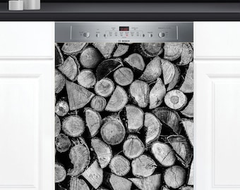 Dishwasher Cover Choose Magnet Or Vinyl Decal Sticker, Wood Pile Art Design D0030- choose your type from the menu.