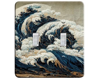 Embossi Printed Maxi Metal Abstract Wave Switch Plate - Light Switch / Outlet Cover, 7004