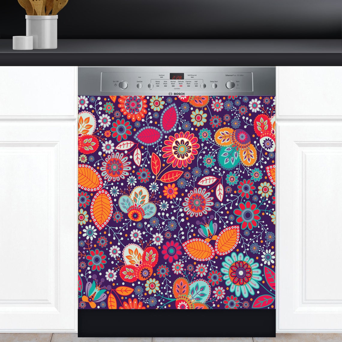 Dishwasher Cover Choose or Vinyl Decal Sticker Floral Etsy