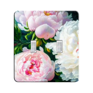Embossi Printed Maxi Metal Peonies Switch Plate - Light Switch / Outlet Cover, 7112