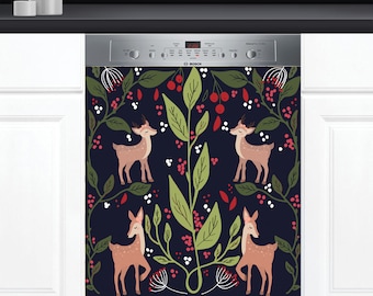 Dishwasher Cover Choose Magnet Or Vinyl Decal Sticker, Scandinavian Folk Art Design D0123- choose your type from the menu.