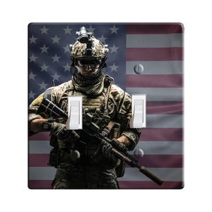 Embossi Printed Maxi Metal American Army Ranger Switch Plate - Light Switch / Outlet Cover,  L0293