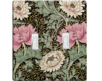 Embossi printed maxi metal william morris chrysanthemum wallpaper pattern switch plate cover- light switch / outlet cover custom plate l0053