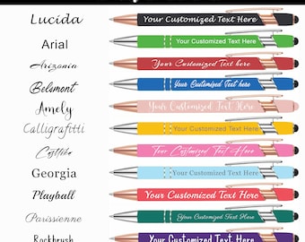Personalized Custom Rose Gold / Silver Trim With Stylus, Bulk Option Pens Promotional Customized Ballpoint Pens Business Pens Wedding Favors