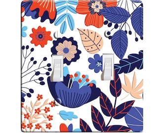 Embossi printed maxi metal peasant flowers - light switch / outlet cover custom plate choose style, l0029