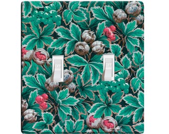 Embossi printed maxi metal 19th c french fruits & foliage wallpaper pattern switch plate cover- light switch/outlet cover custom plate l0052