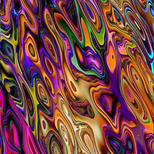May include: Abstract digital art with swirling, colorful patterns in shades of pink, purple, green, yellow, orange, and blue.