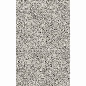 May include: A seamless pattern of white lace doilies on a black background. The doilies are arranged in a repeating pattern, creating a delicate and intricate design.