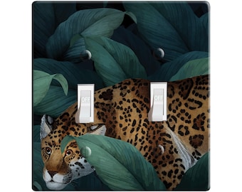 Embossi Printed Maxi Metal - Jungle Leopard - Light Switch / Outlet Cover,  L0373