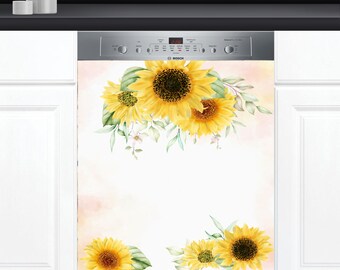 Dishwasher Cover Choose Magnet Or Vinyl Decal Sticker, Sun Flower Arrangement Design D0092- choose your size from the menu.
