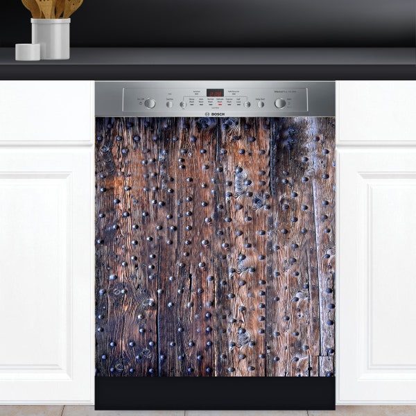 Dishwasher Cover Choose Magnet Or Vinyl Decal Sticker, Antique Wood Door Pattern Design D1698331 - choose your type from the menu.