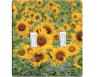 Embossi printed maxi metal sunflower field pattern switch plate cover - light switch / outlet cover custom plate choose from menu, d0012