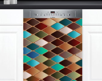 Dishwasher Cover Choose Magnet Or Vinyl Decal Sticker, Colorful Tiles  Art Design D0207- choose your type from the menu.