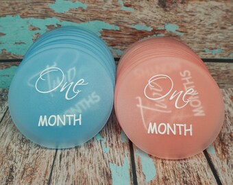 Acrylic Baby Monthly Milestone 5 Inch Discs, 12 Month Set + "hello ...