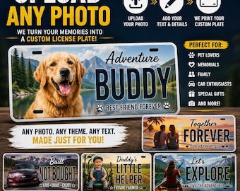 Custom Photo License Plate Personalized Picture Car Tag Upload Any Image Aluminum Novelty Plate Gift