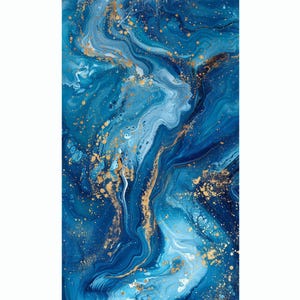 May include: Abstract blue and gold marbled background with swirling patterns and gold flecks.