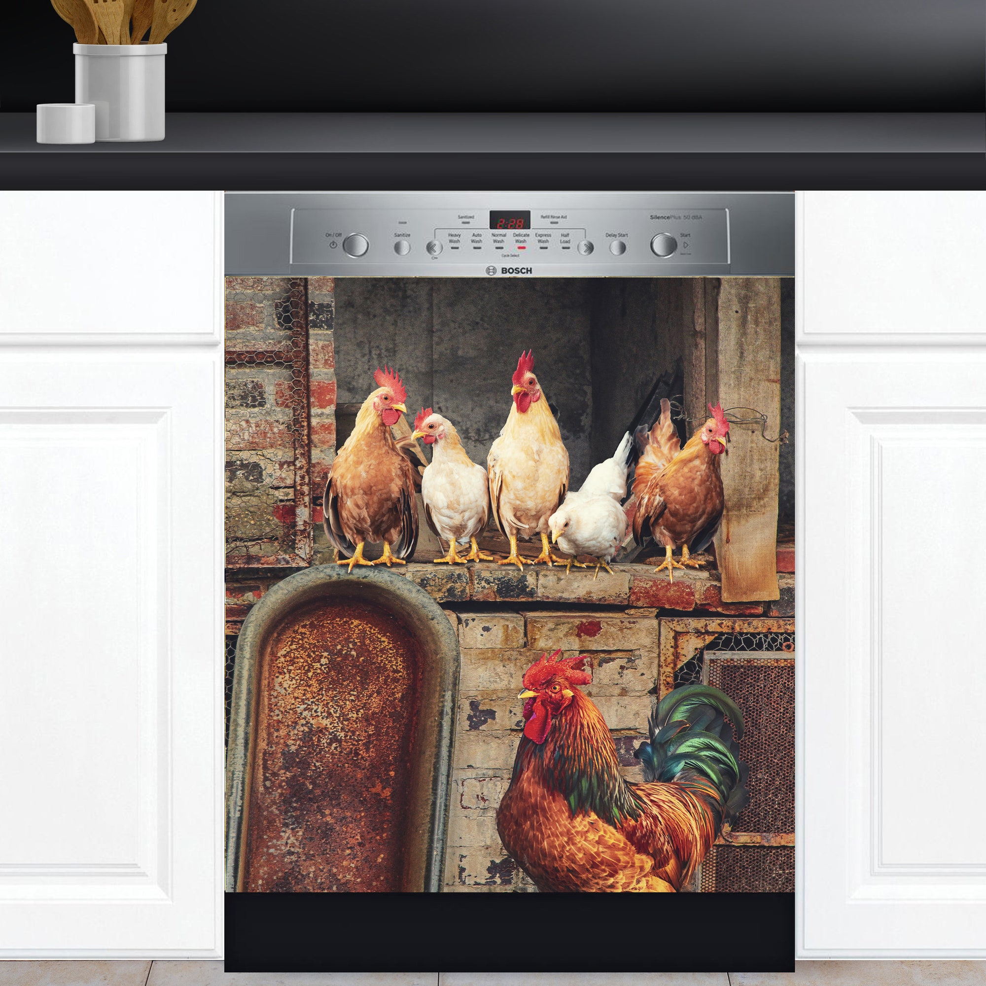 Roosters Design Dishwasher Cover