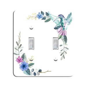 Embossi Printed Maxi Metal Watercolor Hummingbird Switch Plate - Light Switch / Outlet Cover Custom Plate Choose Style, L0489