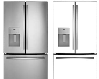 Refrigerator Vinyl Wrap Decal – Gray and Gold Marble Pattern Appliance Cover, Trim-to-Fit, Matte or Gloss Finish, R0023