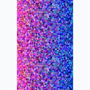 May include: Abstract background with a gradient of pink, purple, and blue triangles.