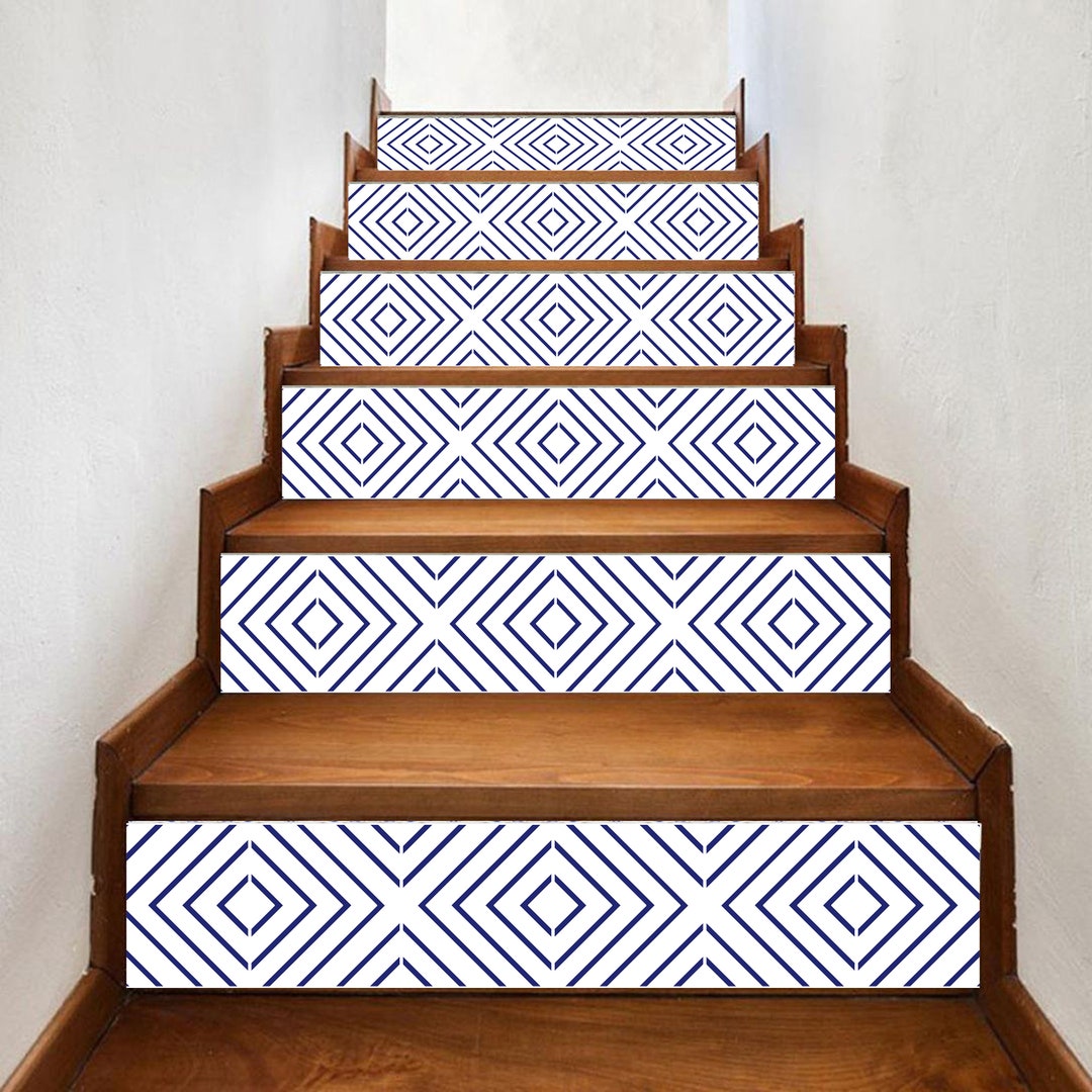 Thin Riser For Window Blue Square Tile Look Stair Riser, Window Sill, 7 Inch X 36 Inch Strips ...