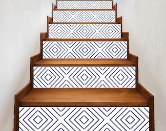 Blue Square Tile Look stair riser, window sill, 7 inch X 36 inch strips #0170- Choose the number of strips needed from the menu.