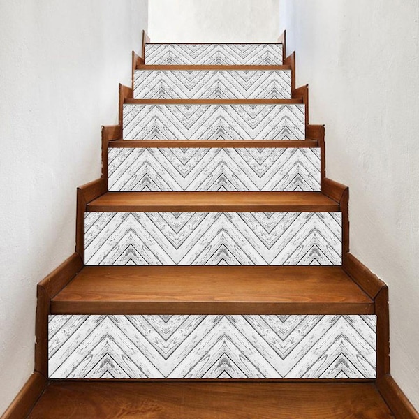 Weathered wood stair riser, window sill, tile stickers 7 inch X 36 inch strips #0064- - Choose the number of strips needed from the menu.