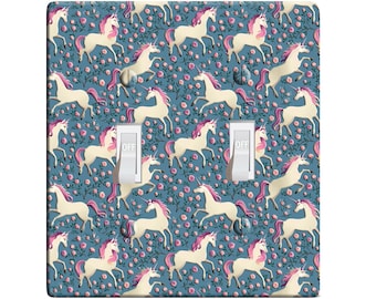 Embossi printed maxi metal unicorn blues plate - light switch / outlet cover custom plate choose style, l0035