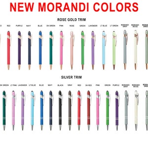 Personalized Custom Rose Gold / Silver Trim With Stylus, Bulk Option Pens Promotional Customized Ballpoint Pens Business Pens Wedding Favors