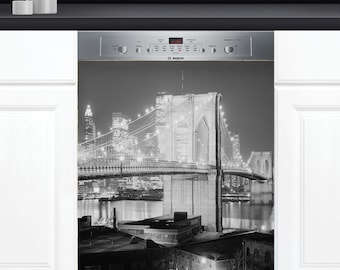 Dishwasher Cover Choose Magnet Or Vinyl Decal Sticker, New York Brooklyn Bridge Art Design D0026- choose your type from the menu.