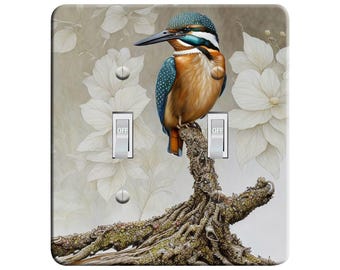 Embossi Printed Maxi Metal Kingfisher Switch Plate - Light Switch / Outlet Cover, 7115