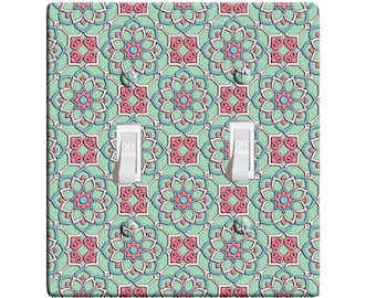 Embossi printed maxi metal pastel mandala pattern plate - light switch / outlet cover custom plate choose style, l0030