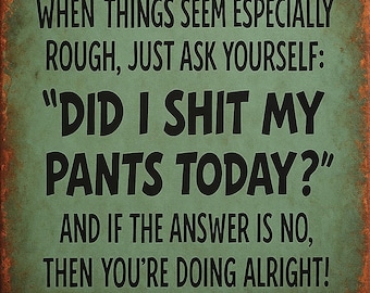 Did I Shit My Pants Today? Sign – Funny Vintage-Style PVC Wall Art, 12x12 UV Printed, Embossed & Distressed Humor Decor