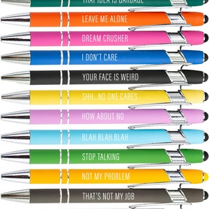 12 Pieces Negative Funny Sarcastic Ballpoint Touch Screen Stylus Pens, Choose Your Color From Menu