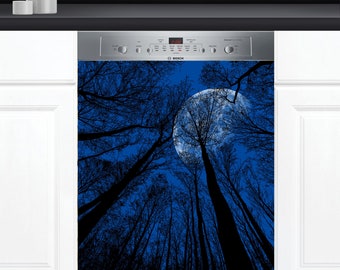 Dishwasher Cover Choose Magnet Or Vinyl Decal Sticker, Night Sky Moonlight Design D0150- choose your size from the menu.