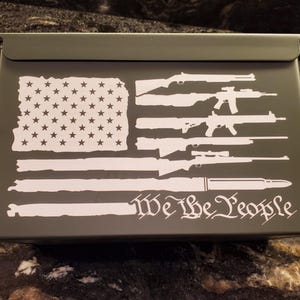 New .50 cal  Ammo Storage Can Engraved With Various US Flag  Designs On ONE Side With Option For Your Own Logo Or Text