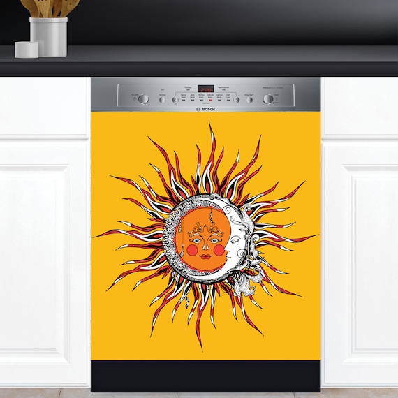 Pegatina de vinilo de cubierta de lavavajillas, Diseño de arte de sol y  luna D1952: elija su tamaño en el menú. -  España