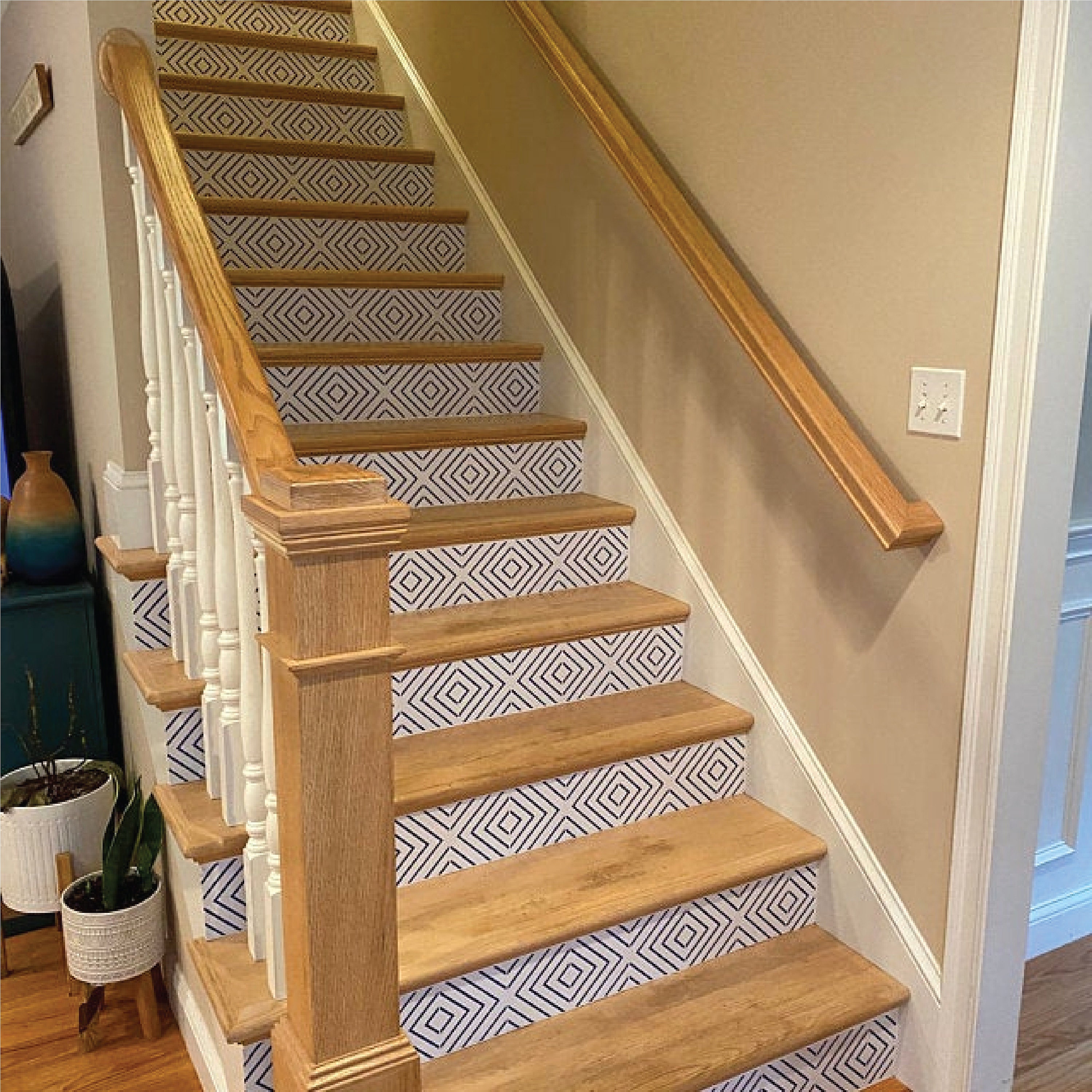 Thin Riser For Window Blue Square Tile Look Stair Riser, Window Sill, 7 Inch X 36 Inch Strips ...