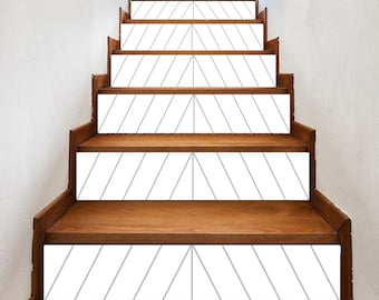 Chevron Stair Riser Minimalist Scandinavian Modern Peel Stickers 7 inch X 36 inch strips #0182 - Choose the number of strips from the menu.