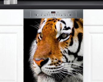 Dishwasher Cover Choose Magnet Or Vinyl Decal Sticker, Tiger Design D0054- choose your type from the menu.