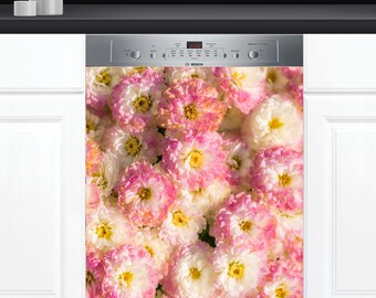 Dishwasher Cover Choose Magnet Or Vinyl Decal Sticker, Colorful Pink Flower Design D0176- choose your size from the menu.