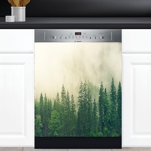 Dishwasher Cover Choose Magnet Or Vinyl Decal Sticker, Pine Tree Forest Design D0297- choose your type from the menu.