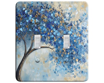 Embossi Printed Maxi Metal  Abstract Blue Tree  Switch Plate Cove Light Switch/Outlet Cover Custom Plate Choose Style From Menu V0031