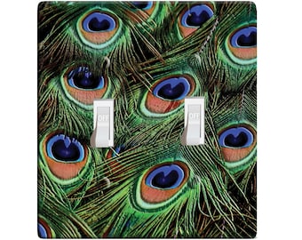 Embossi printed maxi metal peacock switch plate cover - light switch / outlet cover custom plate choose style from menu, d0037