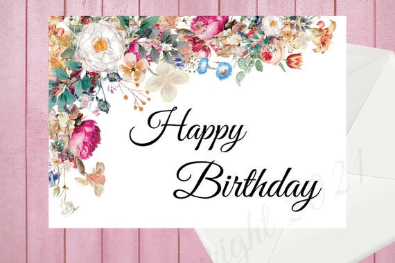 Printable Happy Birthday Card Birthday Greeting Card Instant - Etsy